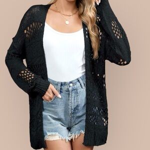 Women's Black Knit Sweater Cardigan